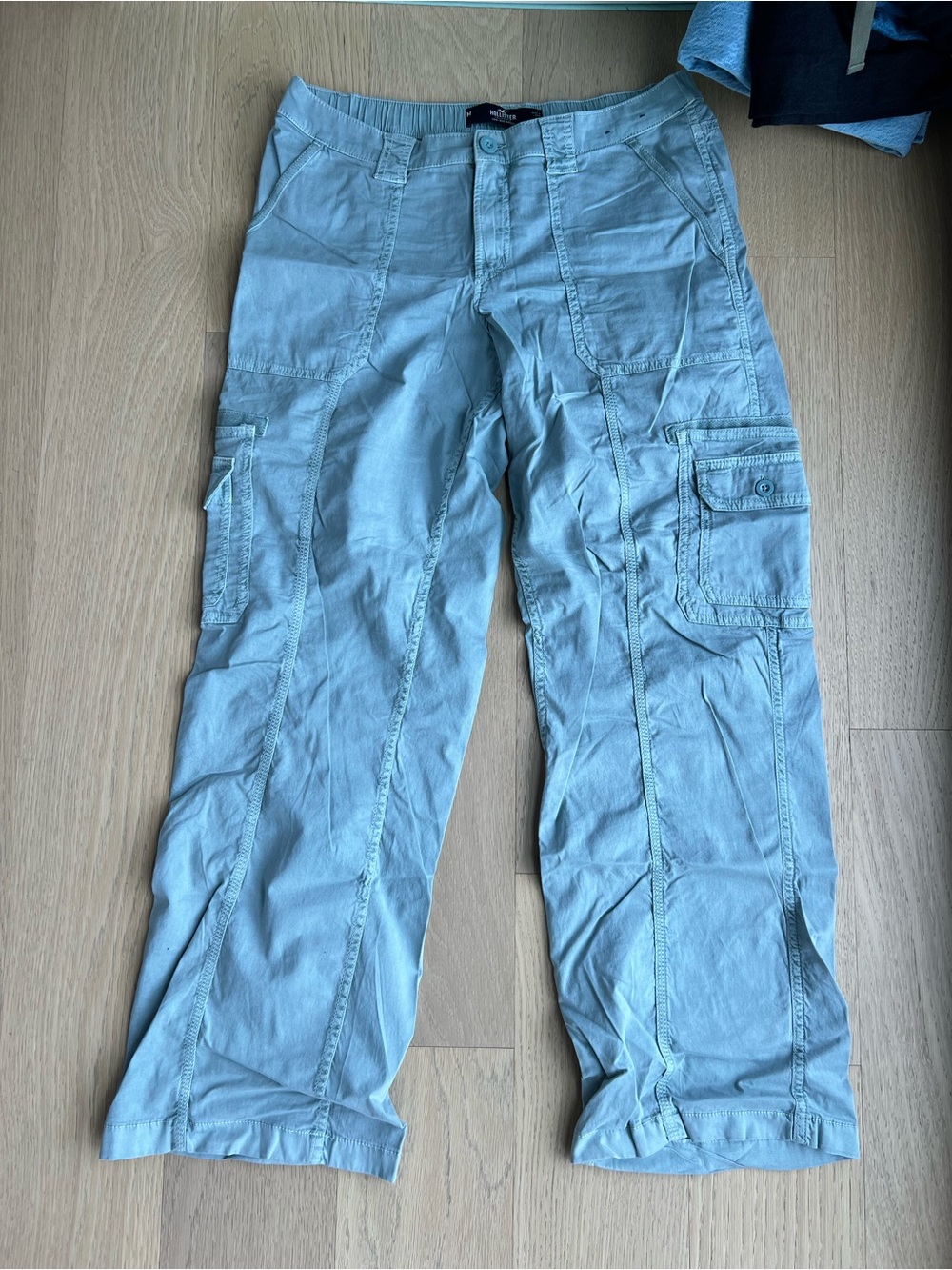 Hollister Light Blue Men's Cargo Pants with Patch Pockets